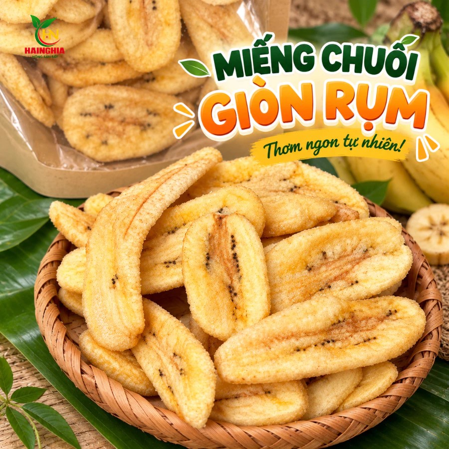 Chuối sấy giòn Hainghia tự nhiên từ chuối